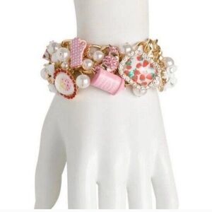 Betsey Johnson babycakes statement bracelet croissant bows bakery sweets